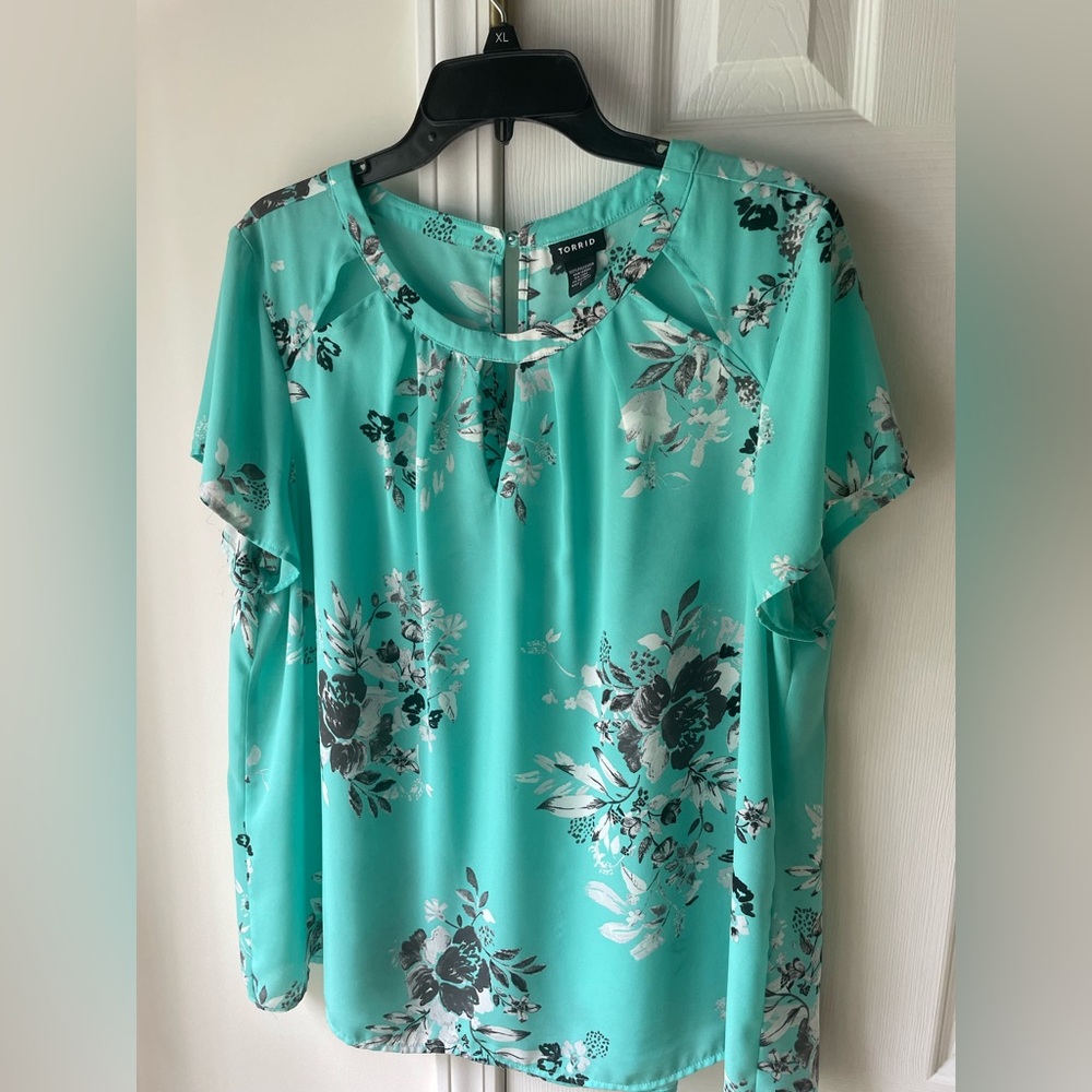 Torrid Acqua Floral Blouse